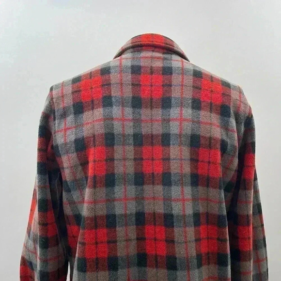 Fleece Flannel Shirt Size M Ralph Lauren Zip Up Red Gray Logo Camping Hiking - Picture 8 of 9